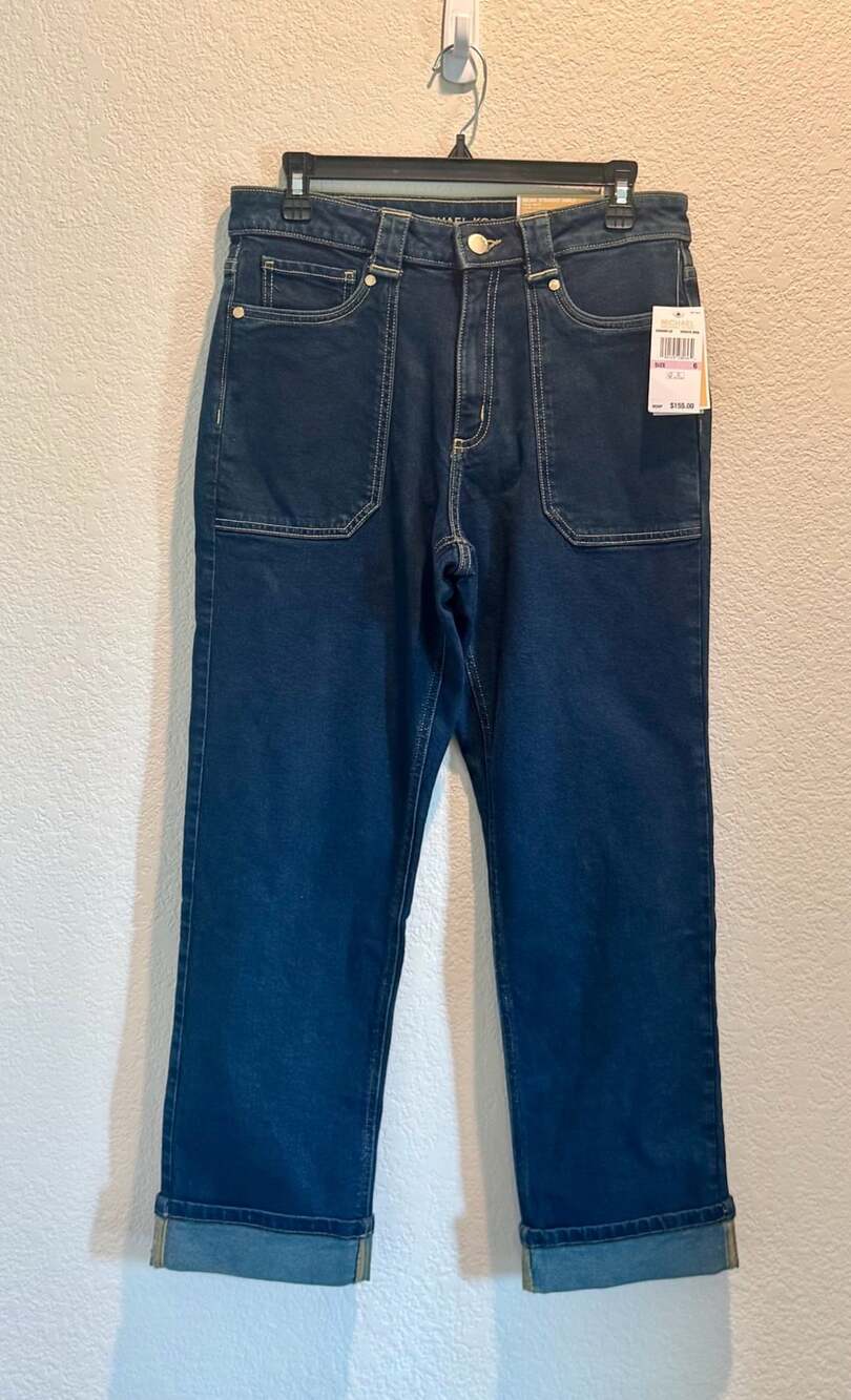 MICHAEL Michael Kors Selma Straight Ankle Jeans Overdyed Indigo Size 6 NWT
